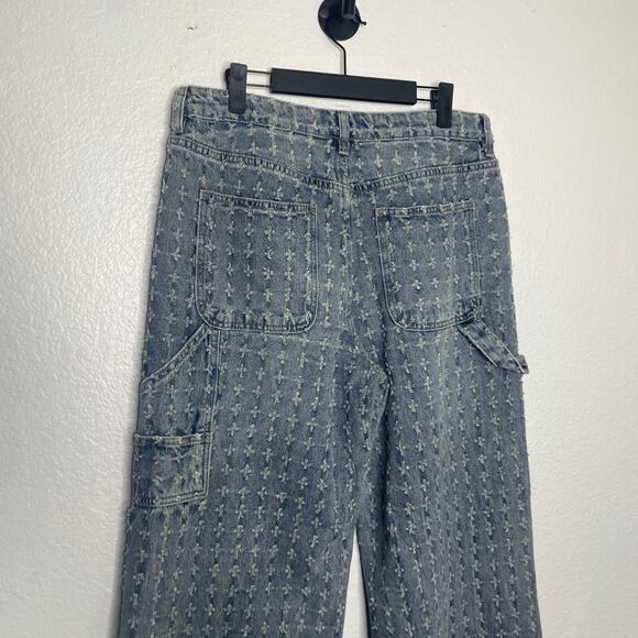 Forever 21 Womens Jeans Size 30 Blue Denim Distressed Straight Leg High Rise - Picture 13 of 15